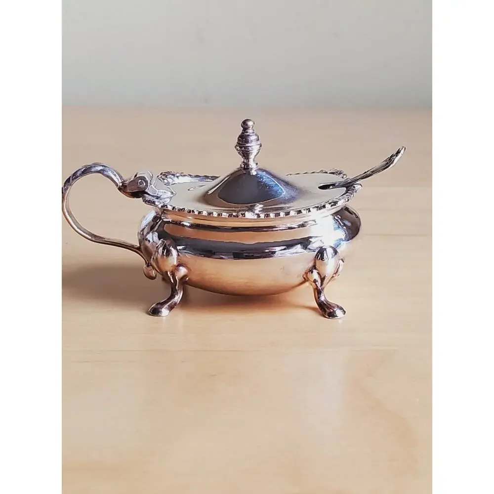 Antique Sheffield Sterling Silver Mustard Pot Barker & Bros c1900